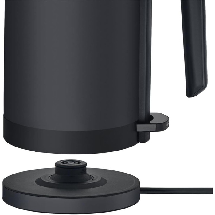 WMF Kitchenminis Mini Travel Kettle Stainless Steel 0.8l, Electric Kettle with Scale Filter, 1800 W, Small Teakettle, Stainless Steel, Black Deep Black