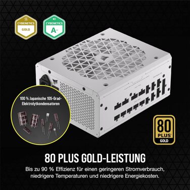 Блок живлення Corsair RM1000x Shift 1200W, повністю модульний, ATX 3.1 & PCIe 5.1, 80 Plus Gold, білий