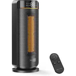 Обігрівач MYCARBON 43 см для ванної кімнати: тихий 32 дБ, 1900 Вт, ECO режим, таймер 12 год, осциляція, енергозберігаючий, PTC кераміка, пульт дистанційного керування, термостат, чорний