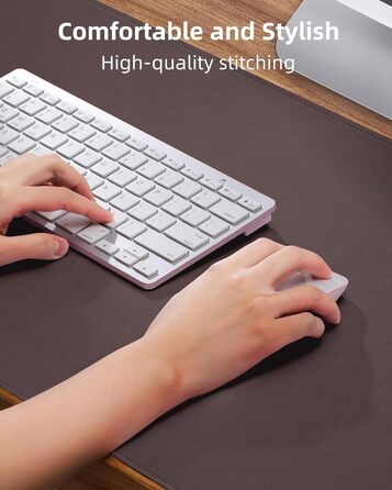 Офісний килимок для миші та столу зі шкіри, 90x43 см / 141x61 см (кава). Захист столу, підкладка для ноутбука для офісу та дому