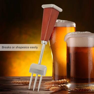 Ice Pick, Ice Crusher with Wooden Handle, Stainless Steel Ice Chisel Crusher, Stable, Practical Bar Ice Crusher, Chisel Crusher, Ice Chocolate Crusher for Home (B)