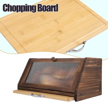 Дерев'яний хлібний ящик з кришкою та дощечкою для нарізання, Brotaufbewahrung