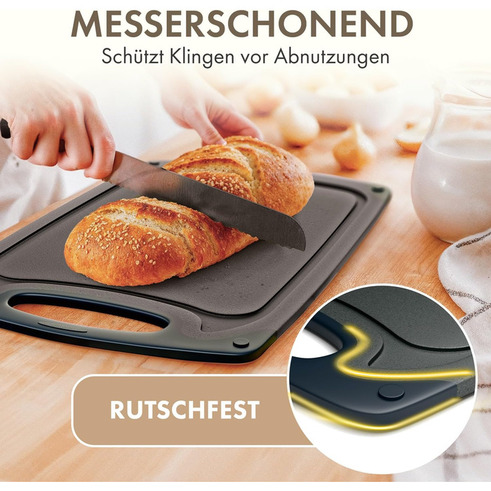 Набір обробних дощок Blumtal 3 шт. (S/M/L) - пластикові, з жолобками для соку та ручкою, BPA free, придатні для миття в посудомийній машині