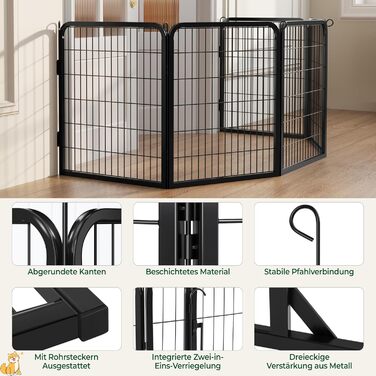 Yaheetech Folding Dog Playpen - 100cm High, 6-Panel, Portable Dog Kennel with Door for Indoor & Outdoor Use - Easy Assembly