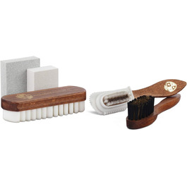 Langer & Messmer Leather Care Set for Suede - Shoe care set with shoe brushes for nubuck leather care and care products for refreshing color, protection, and waterproofing to care for your suede shoes.