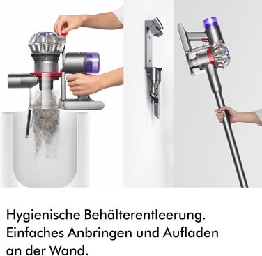 Бездротовий пилосос Dyson V8 Advanced: потужність 130 AW, до 40 хв роботи, технологія Motorbar проти заплутування волосся, видаляє шерсть тварин, ручний та насадка для підлоги