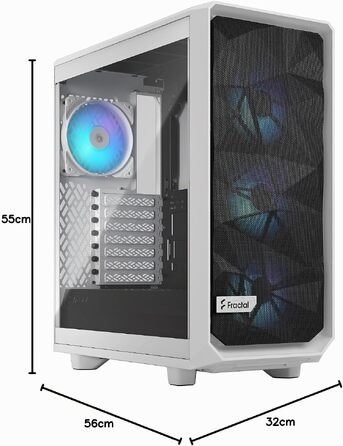 Корпус для ПК Fractal Design Meshify 2 Compact Black ATX Mid Tower, RGB White, загартоване скло (TG Clear Tint), високий повітряний потік