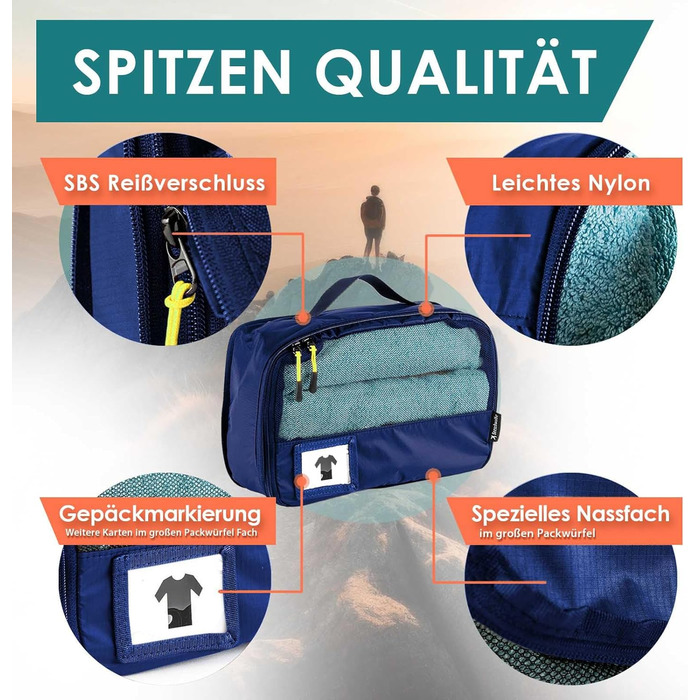 Набори для пакування валізи Seeschwalbe | Комплекти для організації багажу (4 шт., блакитний)