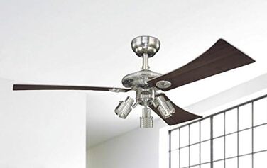 Вентилятор стельовий Westinghouse Audubon 7211940, метал, нікель щіткований, 122x122x39 см, енергоефективність A++-E, патрон GU10