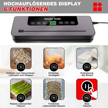 Вакуумний пакувальник харчових продуктів 6-в-1: машина для вакуумної упаковки з функціями сушіння, зволоження, нарізки та стерилізації