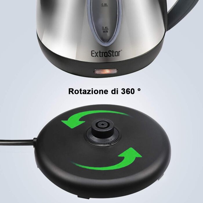 Електрочайник EXTRASTAR з нержавіючої сталі, 1.2 л