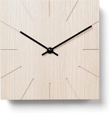 Natuhr Funk Wall Clock Table Clock Oak Wood - Beam - Solid Wood Design 17 x 17 cm (Smoked Oak Black Hands, ) (Oak Calcined / Black Hands, Quartz Movement)