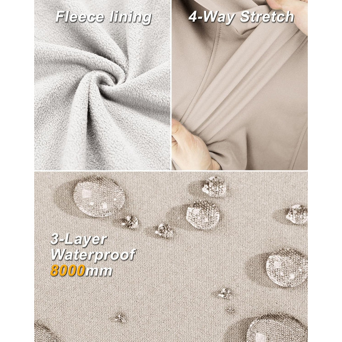 Жіночий софтшеллова жилетка 33000ft з капюшоном, флісовою підкладкою та 5 кишенями для їзди на конях, бігу, хайкінгу (4XL, світло-кахкі)