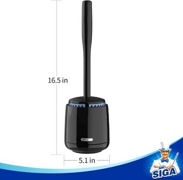 Набір для чищення унітазу Mr.Siga: щітка та тримач, чорний, преміум-якість