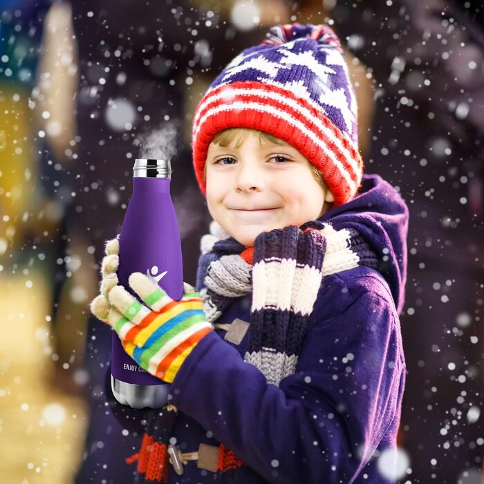 Термос-пляшка KollyKolla з нержавіючої сталі 500мл/750мл/1л, без витоку, ізольована, для дітей, спорту, школи, фітнесу, подорожей, кемпінгу (500 мл, нова | Темно-фіолетовий)