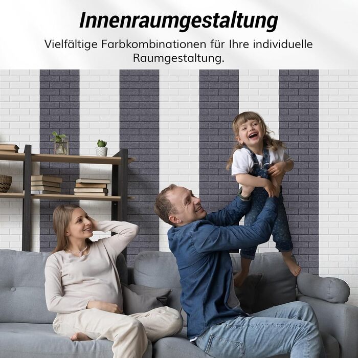 Акустичні панелі TONOR під цеглу самоклеючі, 18 шт. (30x30x0,9 см), звукопоглинаючі панелі для шумоізоляції та декору стін, темно-сірі