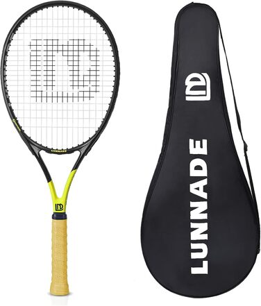 LUNNADE Adult Tennis Racket - Lightweight with Case, Suitable for Men & Women Beginners & Advanced Players (27 Inch, Black+Yellow)