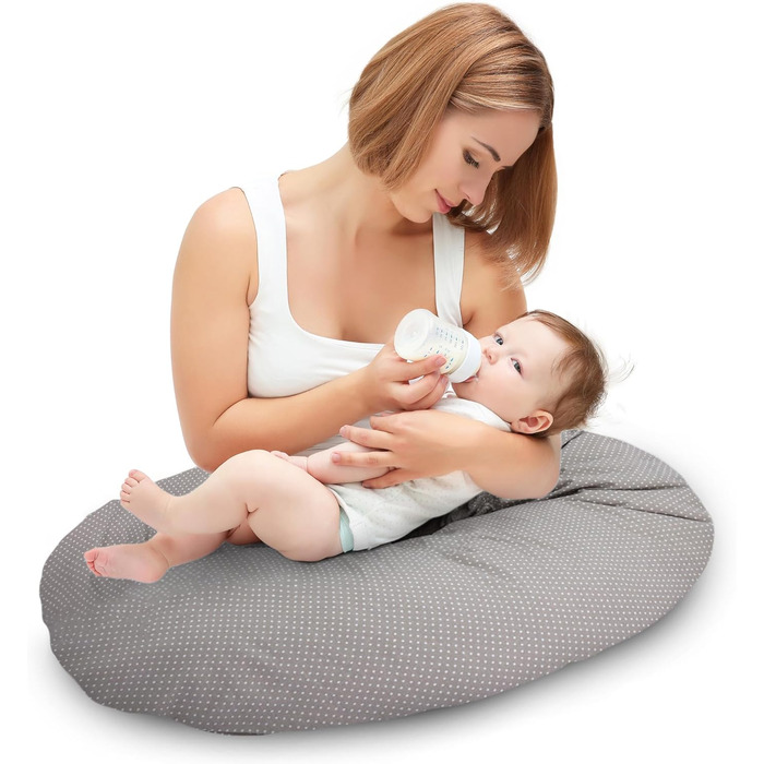 Подушка для сну на бік Totsy Baby - 190 см, подушка вагітності, Oeko-Tex, сірий колір з візерунком