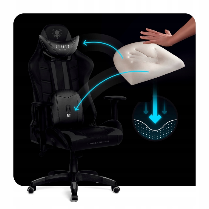 Ігрове крісло Diablo Chairs Diablo X-Ray L, екошкіра, чорне