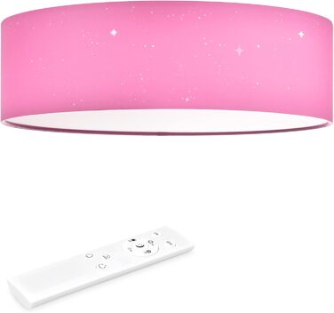 Navaris LED Ceiling Light - Dimmable Color Temperature Change Remote Control - 22W Starry Sky - Living Room Lamp Bedroom Ceiling Lamp Children's Room Lamp Ceiling (40cm, Pink)