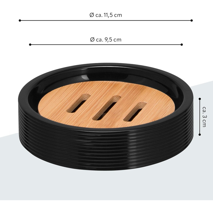 Підставка для мила Bremermann Segno з бамбука та пластику (чорна)