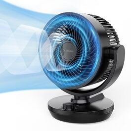 Вентилятор настільний DR.PREPARE, 25 дБ, тихий, ефективне охолодження, 3 швидкості, таймер 2-12 годин, осциляція 90°, 8 дюймів