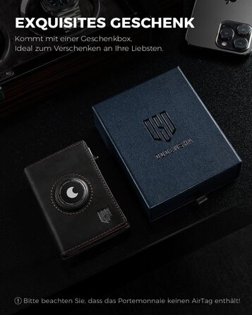 Портмоне DODENSHA® MagSnap для чоловіків з RFID захистом, відділенням для AirTag, картхолдером та відділенням для монет. Чорно-помаранчевий колір.