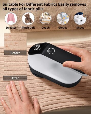 Електричний триммер для одягу Zawaer, 2000 mAh, видалення котушок, 3 швидкості, для одягу та меблів