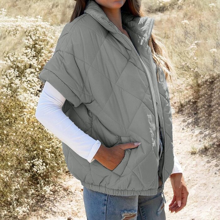 Пухове жилет Daen, сірий, XXL. Легке, тепле, з кишенями, на блискавці, для осені/зими