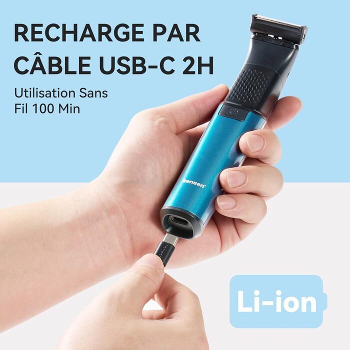 Триммер для тіла Kensen 2-в-1: для чоловіків, для інтимної зони, волога та суха, з насадками для грудей, пахв та зони бікіні