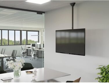 Hama TV Ceiling Mount - Adjustable, Tilting, Swivel, Foldable - Fits TVs 19-65 Inch - Black (Single)