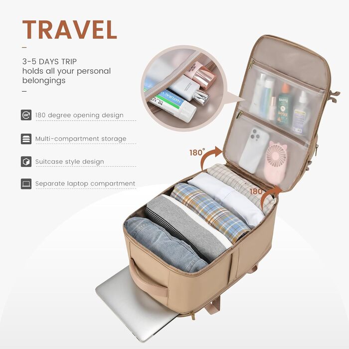 LOVEVOOK Рюкзак для ручної поклажі, 40L, жіночий, для ноутбука 17.3