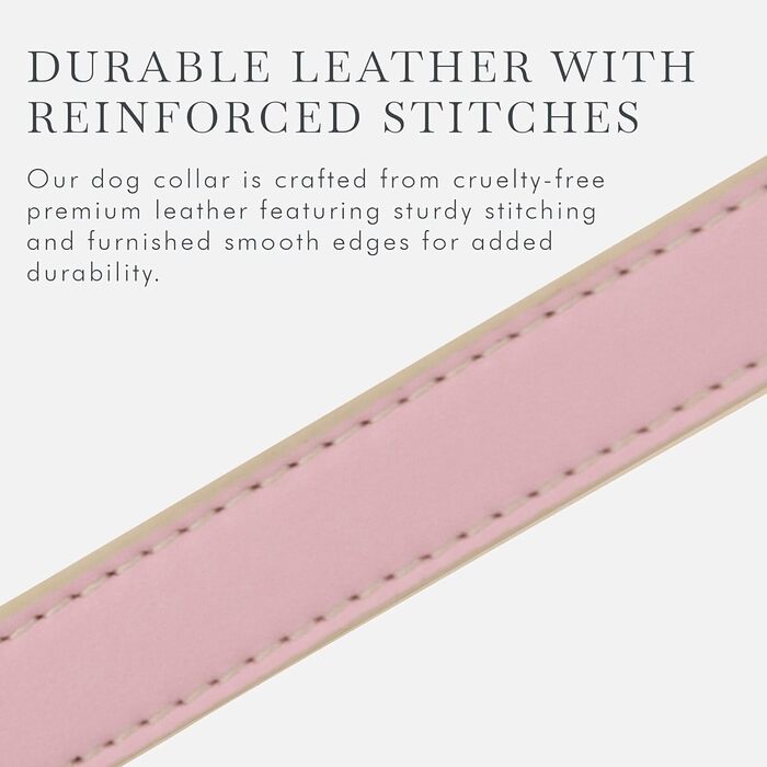 Cupertino Dog Collars, Harnesses & Leashes made of vegan leather with dog tracker device holder, adjustable dog collar (Small (Neck: 12x15), Pink)