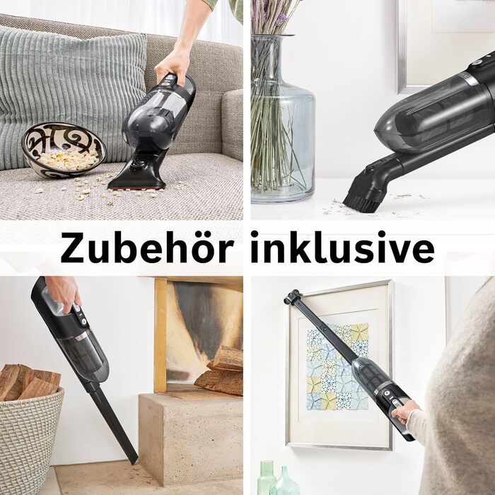Бездротовий пилосос Bosch Flexxo 2в1 Serie 4 BBH32101, акумуляторний, без мішка, для всіх підлог, висока потужність, довга автономність, швидка зарядка, насадка для щілин, чорний 21,6В