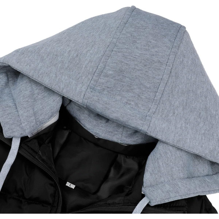 Чоловіча степкова жилетка YOUTHUP з капюшоном, тепла зимова жилетка для активного відпочинку, чорна, розмір XL