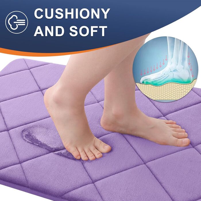 Килимок для ванної кімнати OLANLY з Memory Foam, 76 x 50 см, лавандовий