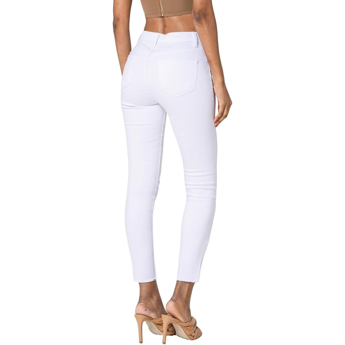 Джинси жіночі Nina Carter P077 Skinny High Waist, білі, з ефектом потертості, деним