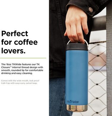 Klean Kanteen Men's tkwide Water Bottle (473 ml, Real Teal)