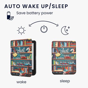 Чохол-книжка kwmobile для Kobo Clara BW/Clara Colour/Tolino Shine (5) / Shine Color - Чохол для електронного читача з мотивом бібліотеки, багатокольоровий