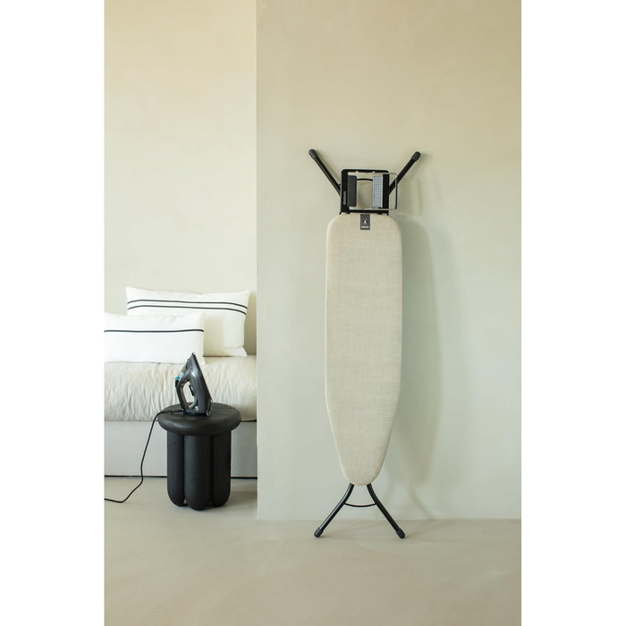 Прасувальна дошка Brabantia Bügelbrett B, 124 x 38 см, Fairtrade бавовна, стабільна, регульована по висоті, з підставкою для праски, Denim Grey