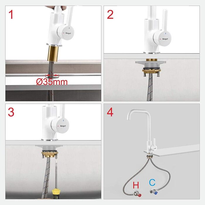 Кухонний змішувач IBERGRIF M22105A, однолеверний, матовий, білий