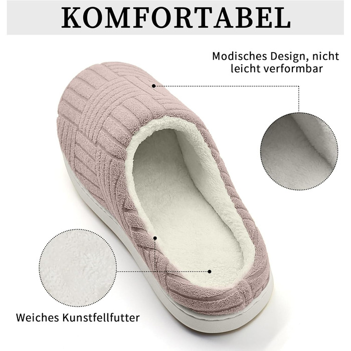 Зручні домашні тапочки з меморі-піною з бавовни для жінок, 38/39 EU, колір кава