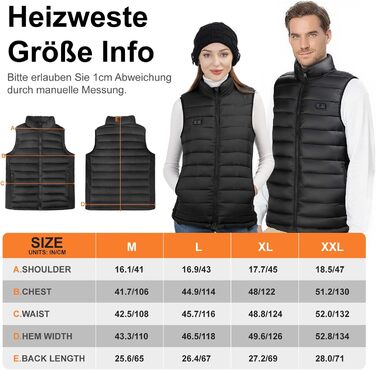 Обогревна жилетка для чоловіків та жінок з powerbank 10000 mAh, 3 режими температури, 4 зони обігріву, пральна машина, чорний, M