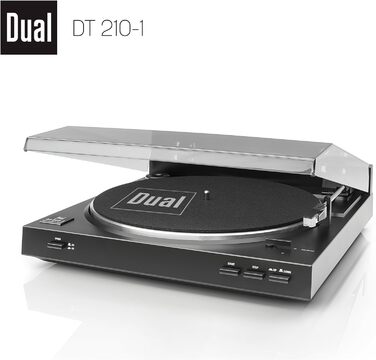 Програвач вінілу Dual DT 210-1 USB: 2 швидкості, магнітний звукознімач, ремінний привід, USB для оцифрування, чорний