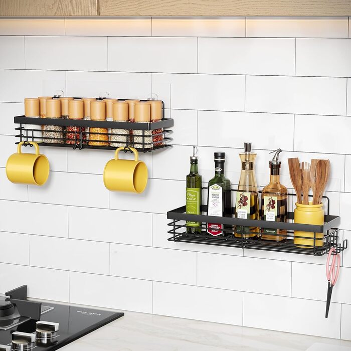 Набір душових корзинок Orimade з полицями та 5 гачками для ванної кімнати (3 шт., чорний)