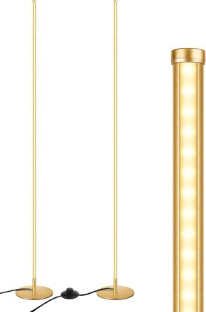 LED торшер Edishine 2 шт. з димуванням, тепле світло 3000K, регулювання висоти 146 см, з функцією пам'яті, для вітальні, спальні, офісу, золотий