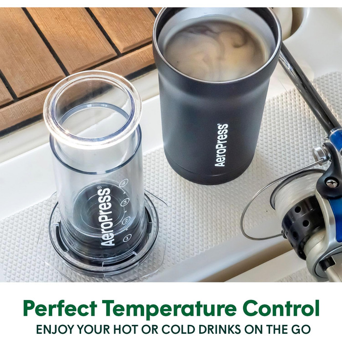 AeroPress Go Plus – портативна кавоварка 3-в-1 для подорожей і кемпінгу, французький прес, пуровер, еспресо, насичена кава без гіркоти, чорна