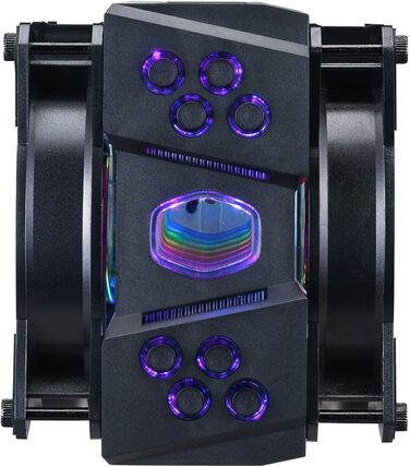 Охолоджувач CPU Cooler Master MasterAir MA410M з RGB підсвічуванням: двотурна конструкція, 6 heatpipes, тихий вентилятор SF120R