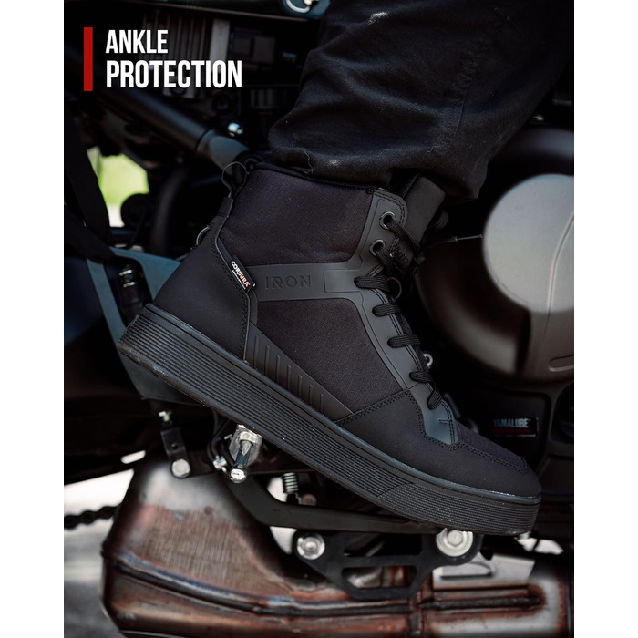 Мотоциклетні черевики RIDEIRON для чоловіків: водонепроникні, з антиковзаючою підошвою, дихаючі, стильні та зручні. Розмір 44 EU, чорний колір. Підходять для всіх сезонів.