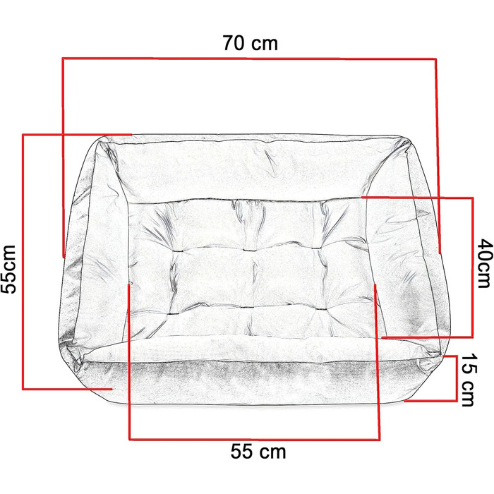 Лежанка для собак SuperKissen24: корзина, диван, лежанка для собак великих, середніх та маленьких порід. Легко миється, розмір M, чорний та сірий колір, льон, 70x55 см (1 шт.)